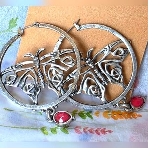Pink and Silver Filigree Earrings with Butterfly 🦋 Intricate Designs